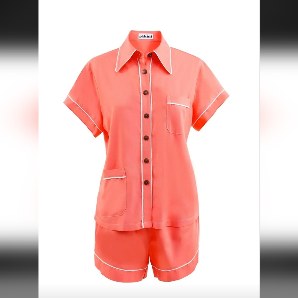NWT Patiini Women's Bamboo Rayon Checkered Short Sleeves Lounge Set Size M